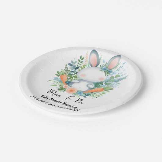 母になるイヤホップブルーピンクバニーベビーシャワー ペーパープレート (アングル)