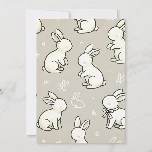 母になるイヤホップブルーピンクバニーベビーシャワー 招待状 (裏面)