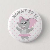 母になる象ピンク水玉模様赤ちゃんシャワーピン 缶バッジ (正面)