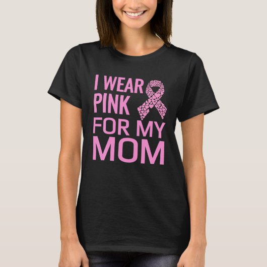 母にピンクリボンを Mens Women's Tシャツ (正面)