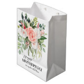 母に幸せな母の日のエレガントバラカスタム ミディアムペーパーバッグ (正面アングル)