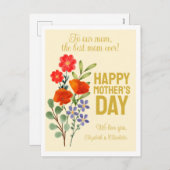 母に幸せな母の日ワイルドフラワー シーズンポストカード (正面/裏面)
