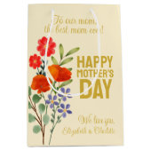 母に幸せな母の日ワイルドフラワー ミディアムペーパーバッグ (正面)