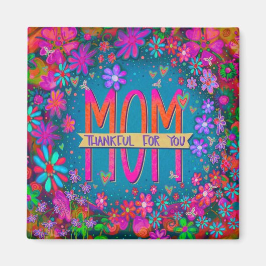 母に感謝するフローラインスピレーションかわいらしピンク マグネット (正面)