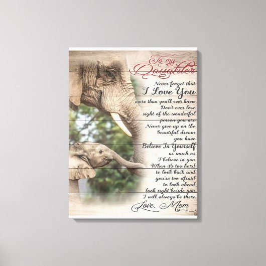 母に私の娘の手紙、女の子の誕生日ギフト キャンバスプリント (正面)