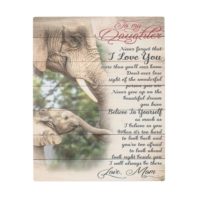 母に私の娘の手紙、女の子の誕生日ギフト メタルプリント (正面)