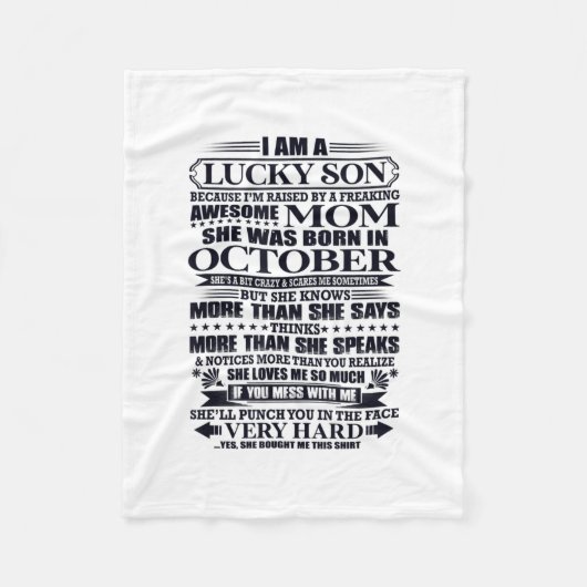 母に育てられたラッキー素晴らし息子 フリースブランケット (正面)