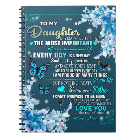 母に贈り物、娘と母に、蝶々好き ノートブック (正面)