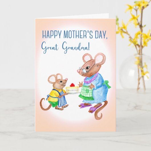 母のおばあちゃん素晴らしの日かわいいネズミ カード (黄色い花)