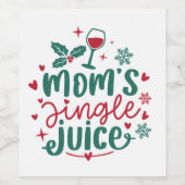 母のおもしろいジングルのジュースのワードアートのクリスマス ワインラベル (シングルラベル)