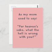 母のことわざ:おもしろいの問題 ポストカード (正面/裏面)