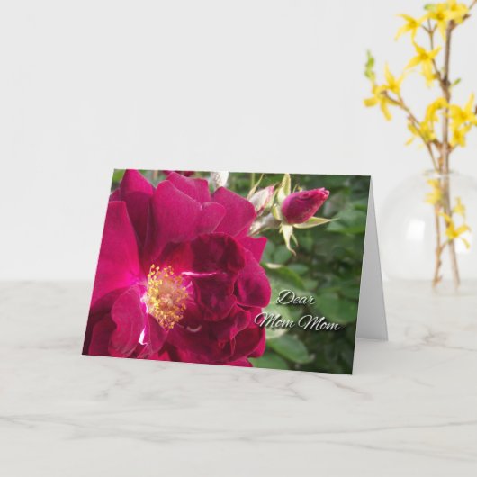 母のために母のために祖父母の日赤いバラと芽 カード (黄色い花)