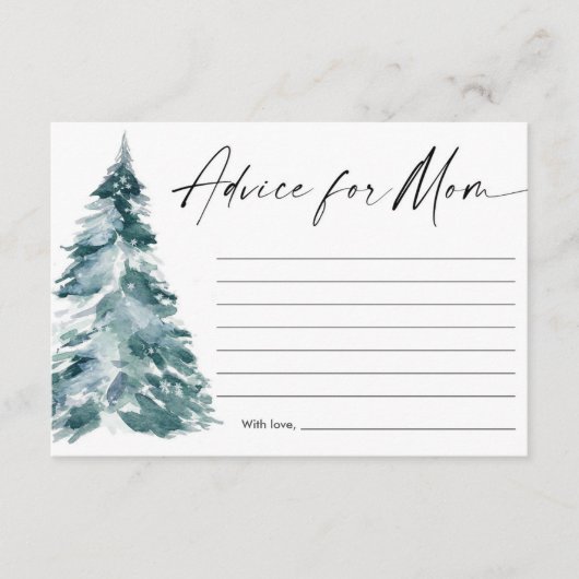 母のためのアドバイスクリスマスツリー赤ちゃんシャワー エンクロージャーカード (正面)