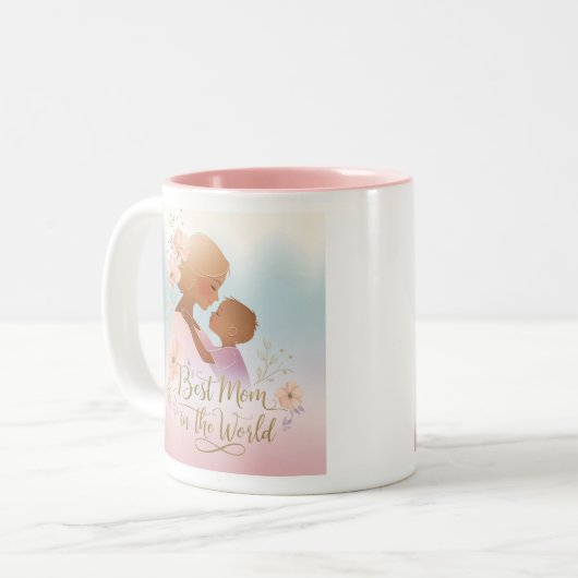 母のためのギフトマグ – 母の日のギフト – 最高の母母 ツートーンマグカップ (正面左)