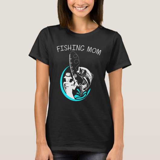 母のためのクールな釣りアート 女性 釣り人 釣り針 Tシャツ (正面)