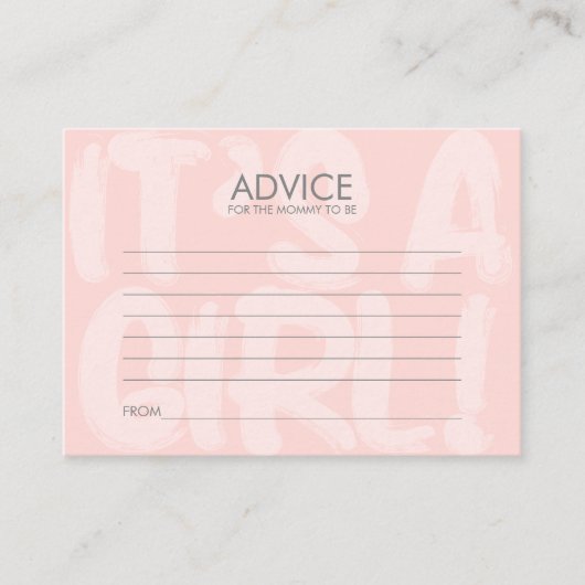 母のためのグラフィティピンク赤ちゃんシャワーアドバイスカード アドバイスカード (正面)