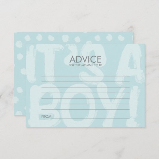 母のためのグラフィティブルーベビーシャワーアドバイスカード 招待状 (正面/裏面)
