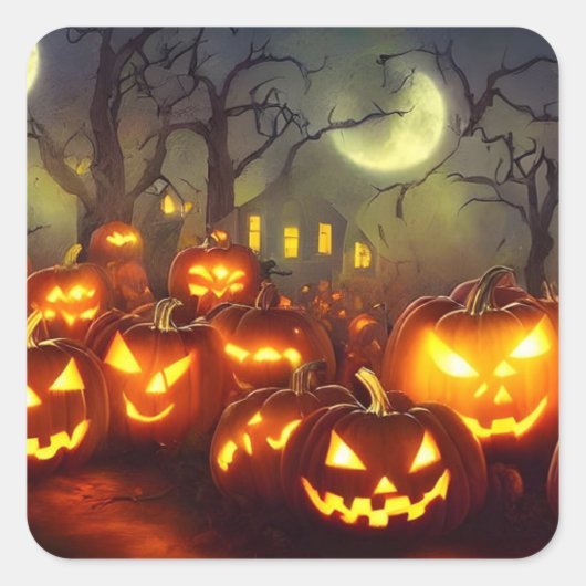 母のためのハロウィンパーティーステッカー スクエアシール (正面)