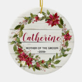 母のためのパーソナライズな結婚式のクリスマスのオーナメント セラミックオーナメント (正面)