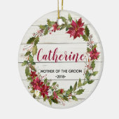 母のためのパーソナライズな結婚式のクリスマスのオーナメント セラミックオーナメント (左)