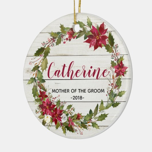 母のためのパーソナライズな結婚式のクリスマスのオーナメント セラミックオーナメント (左)