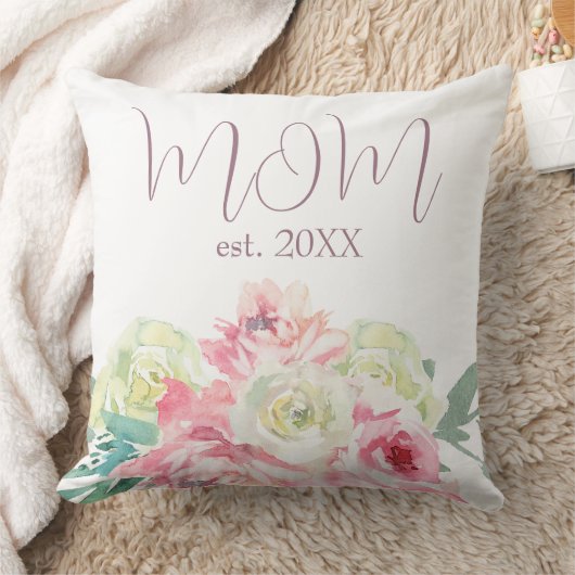 母のためのピンクと白の花 クッション (ブランケット)
