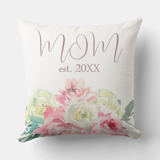 母のためのピンクと白の花 クッション (裏面)