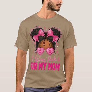 母のためのピンクの乳がんアフロ女子用 Tシャツ
