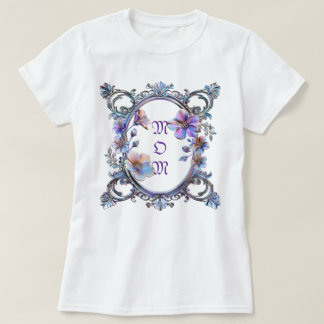 母のためのフラワーフレーム Tシャツ