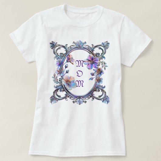 母のためのフラワーフレーム Tシャツ (デザイン正面)