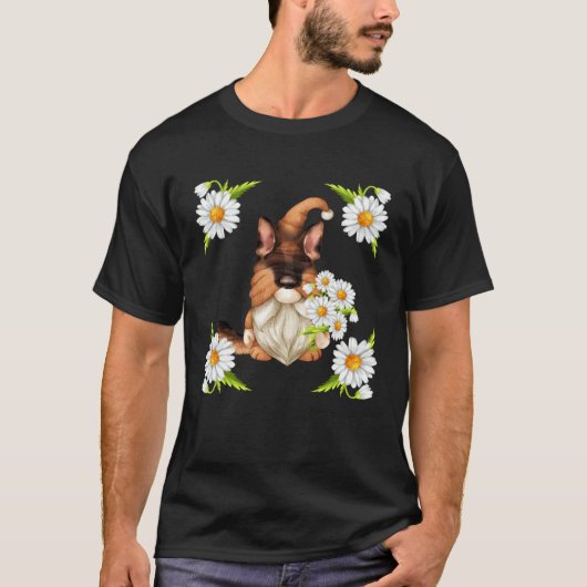母のためのフローラルデイジー花柄 ジャーマンシェパード Tシャツ (正面)