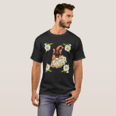母のためのフローラルデイジー花柄 ジャーマンシェパード Tシャツ (正面フル)