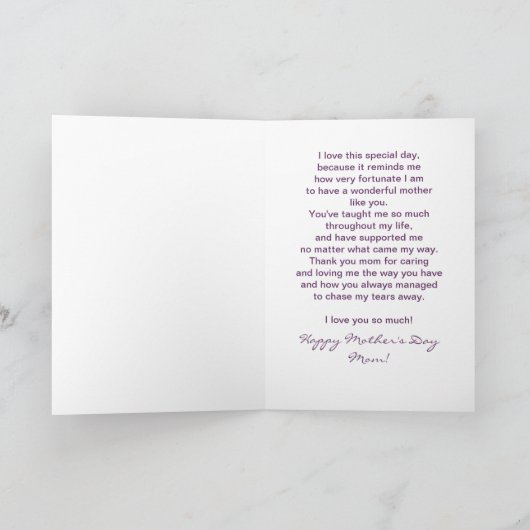 母のための母の日の挨拶 – LILACS カード (内部)