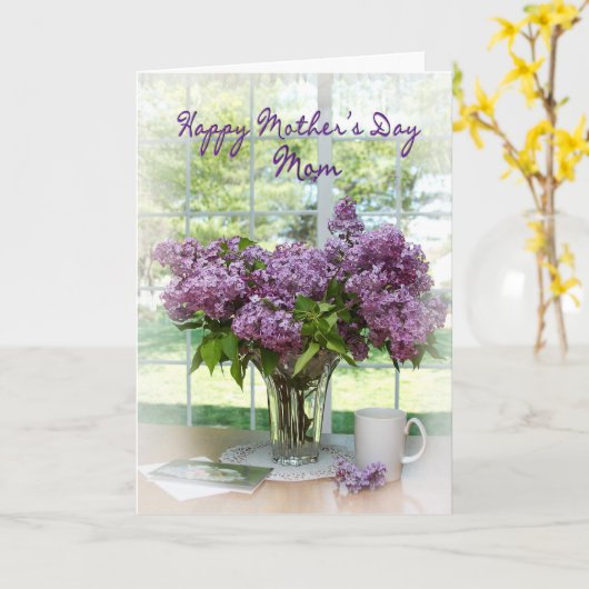 母のための母の日の挨拶 – LILACS カード (黄色い花)