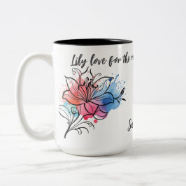 母のための水彩ユリの花のマグカップ ツートーンマグカップ