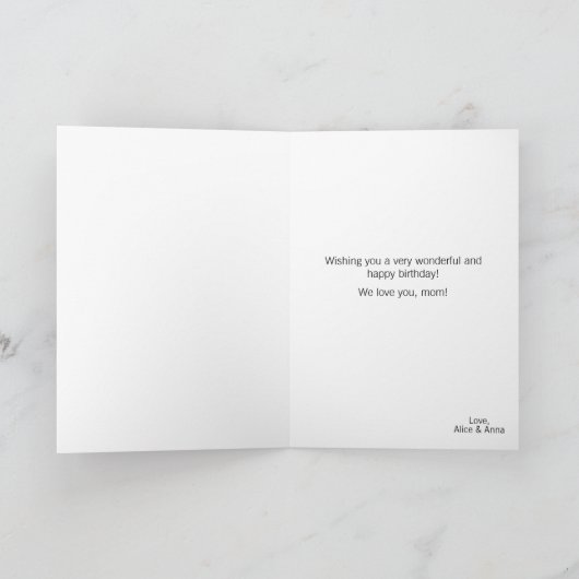 母のための水色ベリーお誕生日ケーキ カード (内部)