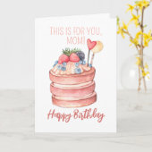 母のための水色ベリーお誕生日ケーキ カード (黄色い花)