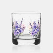 母のための美しいギフト水色ラベンダーフローラ ウイスキーグラス (左)