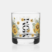 母のための美しい贈り物の水色ひまわりフローラ ウイスキーグラス (裏面)