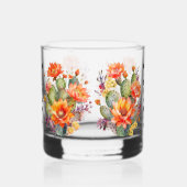 母のための美しい贈り物の水色サボテン花 ウイスキーグラス (右)