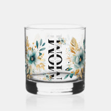 母のための美しい贈り物の水色ティール（緑がかった色）金ゴールドフローラ