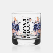 母のための美しい贈り物の水色ブルーピンクフローラ ウイスキーグラス (裏面)