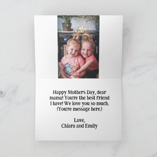 母のためのMOTHERさくらんぼ花ミニマリスト画像 カード (内部)