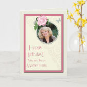母のような写真を追加する，誕生日 カード (黄色い花)