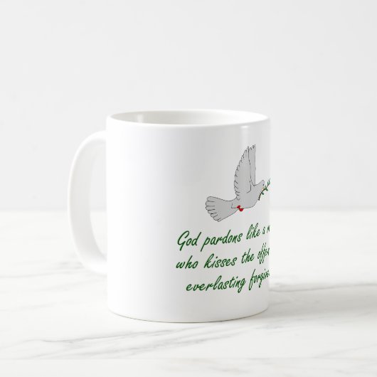 母のような神の恩赦 – 許し引用文 コーヒーマグカップ (正面左)