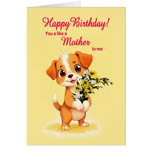 母のように私には子犬と花誕生日 (正面)
