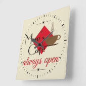 母のカフェ常時開 スクエア壁時計 (傾斜)