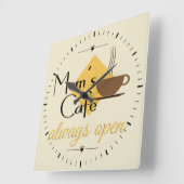 母のカフェ常時開 スクエア壁時計 (傾斜)