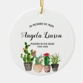 母のクリスマスの記憶のサボテンの花 セラミックオーナメント (正面)