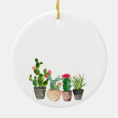 母のクリスマスの記憶のサボテンの花 セラミックオーナメント (裏面)